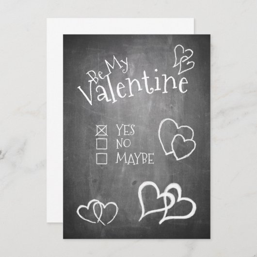 Carte Soyez ma Saint Valentin sur un tableau à craie (Devant / Derrière)