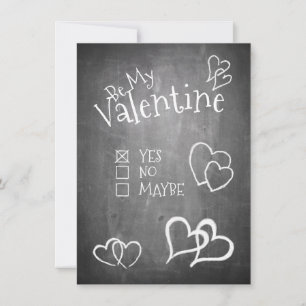 Carte Soyez ma Saint Valentin sur un tableau à craie