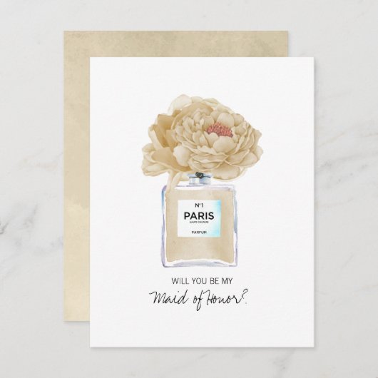 Carte Soyez ma servante d'honneur Champagne Peony & Perf (Devant / Derrière)