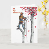 Carte Soyez Mon Arboriste Saint Valentin Chainsaw (Fleur jaune)