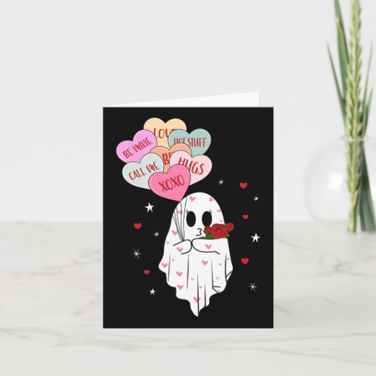 Carte Soyez Mon Boo Valentine Ghost Avec Balloon Joyeux  (Devant)