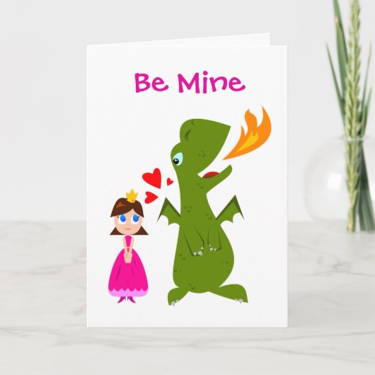 Carte Soyez Mon Princesse Et Dinosaure Valentine (Devant)
