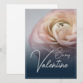 Carte Soyez Mon Valentin - Avec Grosse Rose Rose (Devant / Derrière)