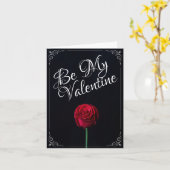 Carte Soyez mon Valentin - Rose rouge foncé (Fleur jaune)