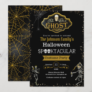 Carte Soyez Notre Fête De Costumes De Skeletons Dansant