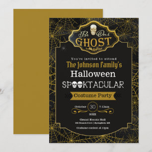 Carte Soyez Notre Ghost Black & Gold Costume Party Invit