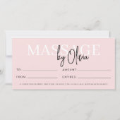 Carte Spa de massage rose vierge Certificats cadeaux (Dos)