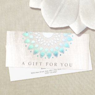 Carte Spa floral Turquoise Lotus Certificat cadeau