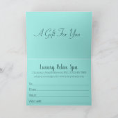 Carte Spa Massage Beauté Traitement Certificat cadeau (Intérieur)