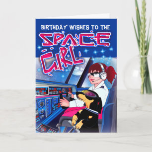 Carte Space girl birthday