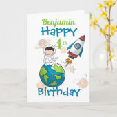 Carte Space Happy 4e anniversaire (Fleur jaune)
