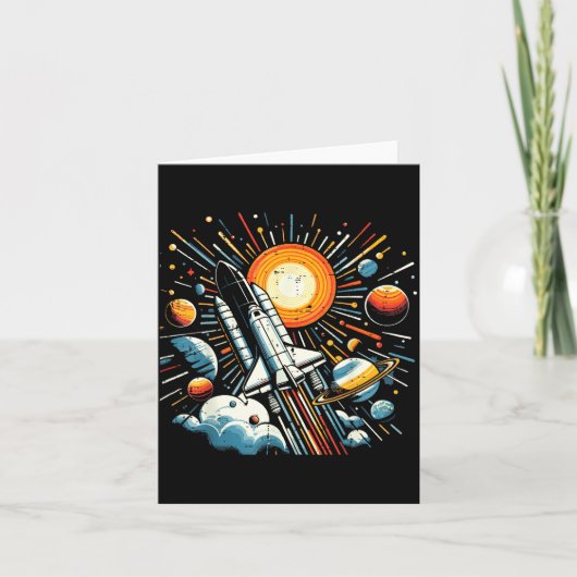 Carte Space Shuttle Sun Planets Rocket Galaxy Boys Kids  (Devant)