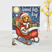Carte Spaniel Bells Ring – Cocker Spaniel Noël (Fleur jaune)
