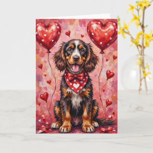 Carte Spaniel d'eau américain Saint-Valentin Chien aux c