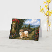 Carte Spaniel Tibétain de la Renaissance (Fleur jaune)