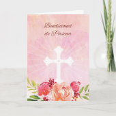 Carte Spanish Language Easter Blessings Pink Flowers wit (Devant)