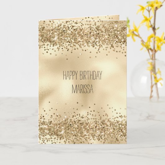 Carte Sparkle Confetti, Parties scintillant dorée (Fleur jaune)