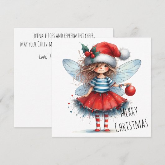Carte Sparkle Fairy with Ornament – Holiday Card (Devant / Derrière)