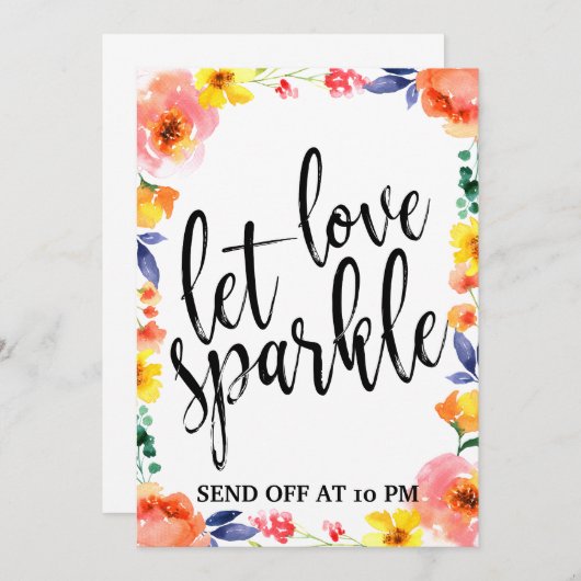 Carte Sparkler Envoyez-Nous Un Mariage Floral Abordable (Devant / Derrière)