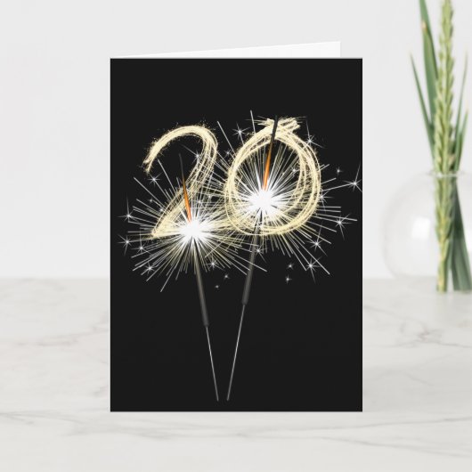 Carte Sparklers du 20e anniversaire en noir (Devant)