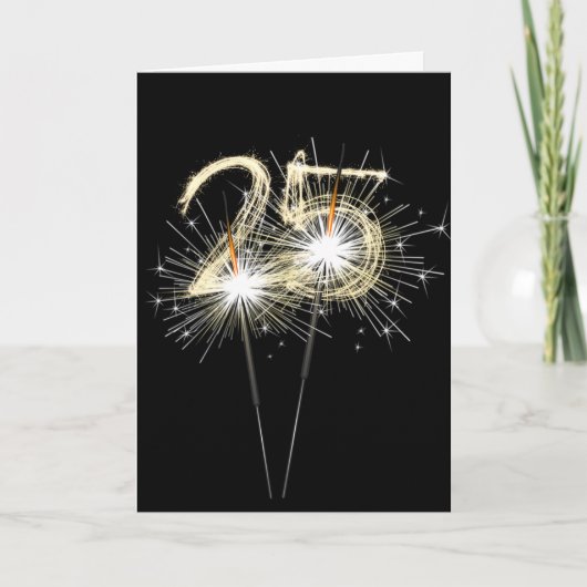 Carte Sparklers du 25e anniversaire en noir (Devant)