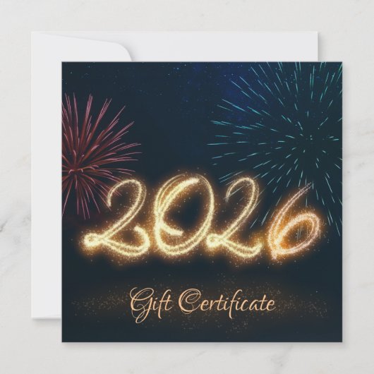 Carte Sparkling Happy New Year Fireworks 2026 Gift Card (Devant)