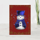 Carte Sparkling Snowman in Blue Velvet Christmas (Devant)