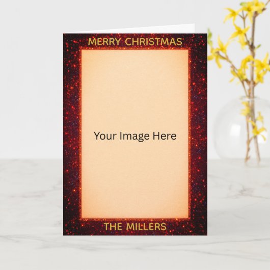 Carte Sparkly Glittery Look Custom Photo/Text (Fleur jaune)