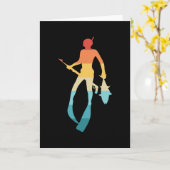 Carte SpearFishing Gift Retro Vintage Spear Fishing Dive (Fleur jaune)