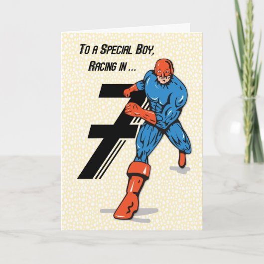 Carte Special Boy 7e anniversaire Superhero (Devant)