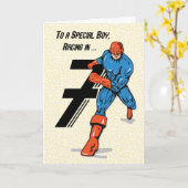 Carte Special Boy 7e anniversaire Superhero (Fleur jaune)