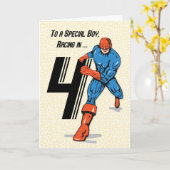 Carte Special Boy Superhero 4e anniversaire (Fleur jaune)