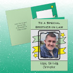Carte Special Brother en droit vert jaune photo annivers<br><div class="desc">Fêtez votre beau-frère extraordinaire avec cette carte d'anniversaire chaleureuse et joyeuse ! Conçu avec amour, c’est la façon parfaite de dire "À un beau-frère spécial" et de lui faire savoir ce qu’il signifie pour la famille. Qu’il s’agisse de la vie de la fête, d’un partenaire attentionné ou d’un événement tout...</div>