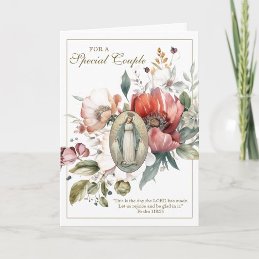 Carte Special Couple Anniversaire Religieux Floral (Devant)