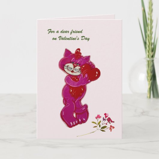 Carte Spécial Friend Cute Cat avec Coeur Saint Valentin (Devant)