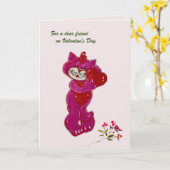 Carte Spécial Friend Cute Cat avec Coeur Saint Valentin (Fleur jaune)