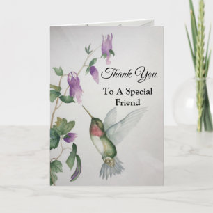 Carte Special Friend Merci Hummingbird Garden