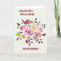 Special Friend Watercolor Floral Birthday Wishes