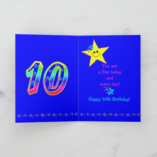 Carte Special Girl 10e Brithday (Intérieur)