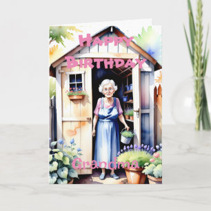 Carte Spécial Grand-mère Joli Abri de Jardin Fleur Anniv