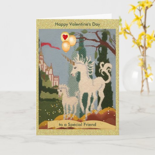 Carte spéciale Ami Unicorn Magic Valentine's Day (Fleur jaune)