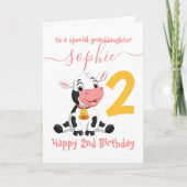 Carte spéciale d'anniversaire de vache pour petite (Devant)
