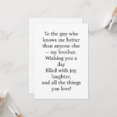 CARTE SPÉCIALE POUR L'ANNIVERSAIRE DU FRÈRE SPÉCIA (Devant/Arrière en situation)