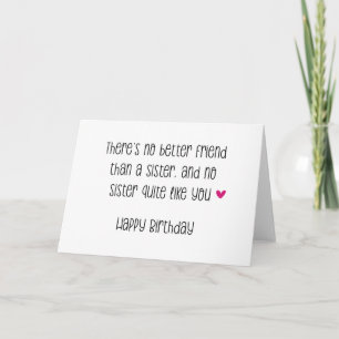 Carte spéciale Soeur Anniversaire