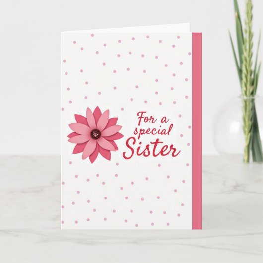 Carte spéciale sœur florale rose (Devant)