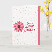 Carte spéciale sœur florale rose (Fleur jaune)