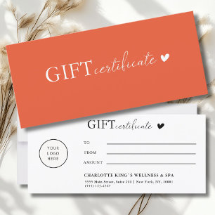 Carte Spécifique au client, Logo Certificat cadeau d'ent
