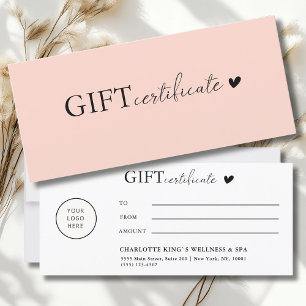 Carte Spécifique au client, Logo Certificat cadeau d'ent