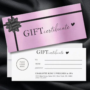 Carte Spécifique au client, Logo Certificat cadeau d'ent