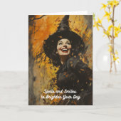 Carte Spells and Smiles from a Happy Witch - Blank Insid (Fleur jaune)